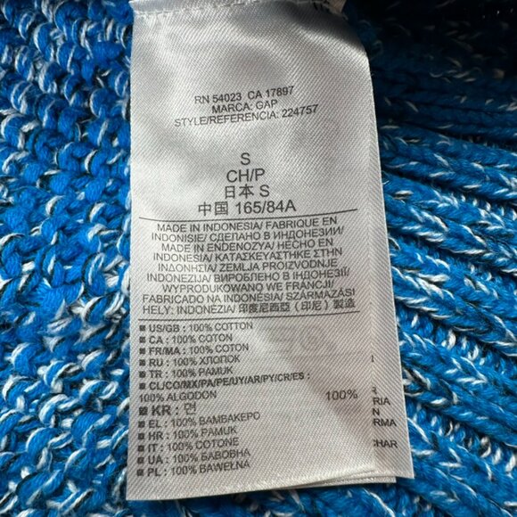 Gap Chunky Knit Pullover Sweater Womens S Preppy Fisherman Thick Marled Blue - Picture 12 of 13